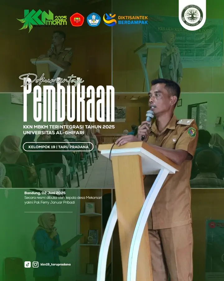 Artikel KKN Universitas Al Ghifari: Seremoni Pembukaan KKN Taru Pradana di Desa Mekarsari Gambung: Optimalisasi Potensi Lokal Menuju Pembangunan Desa yang Berkelanjutan